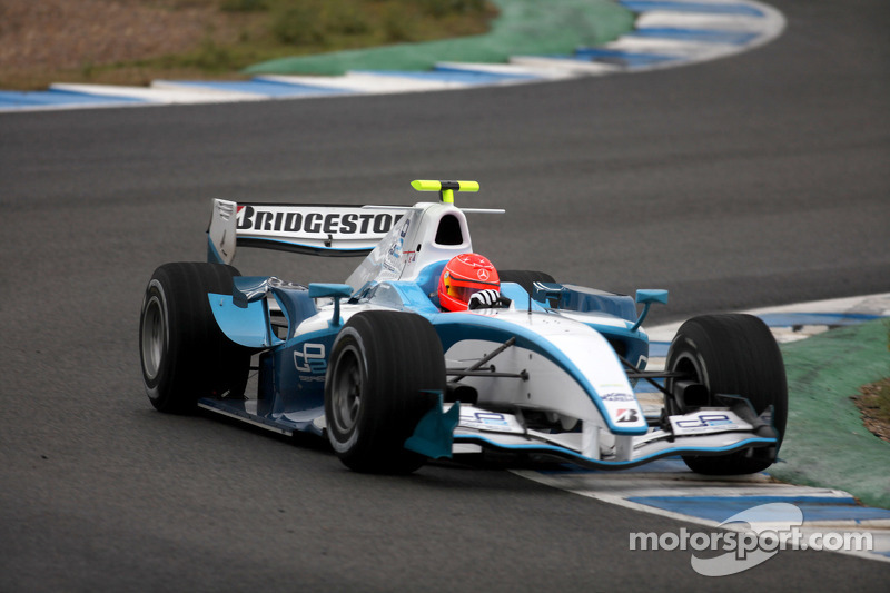 Michael Schumacher tests a GP2 car