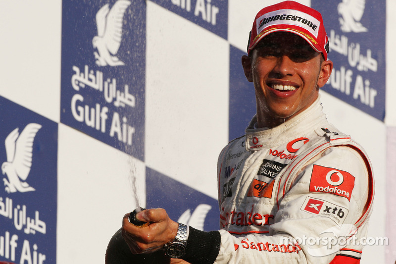 Podium: third place Lewis Hamilton, McLaren Mercedes