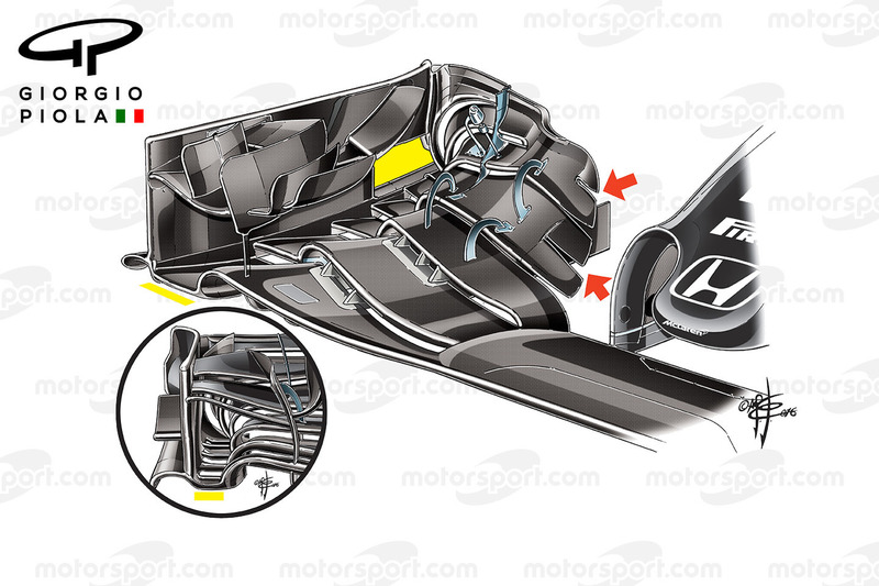 McLaren MP4/31 voorvleugels vergelijking, Barcelona